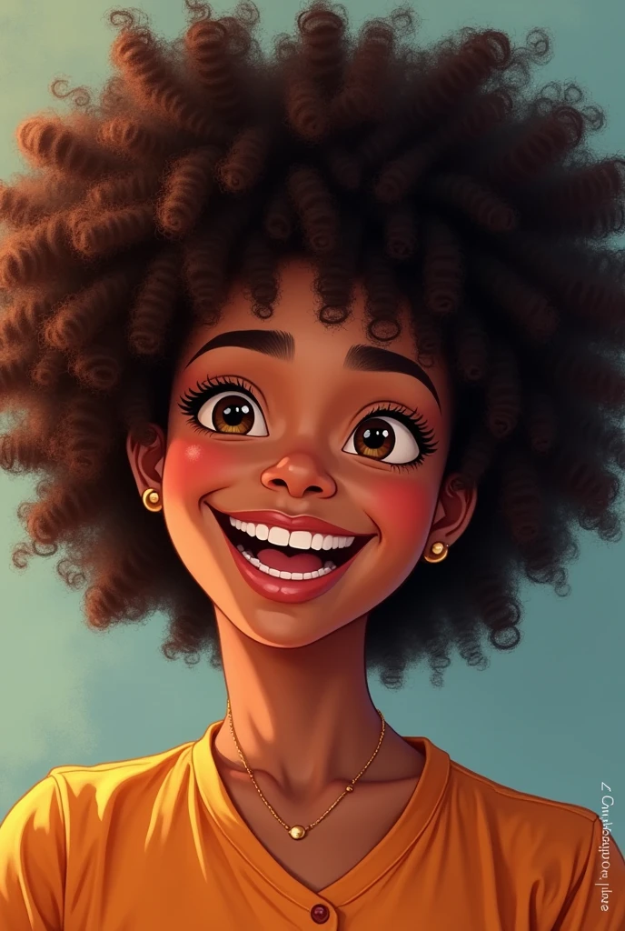 Lively Afro brunette