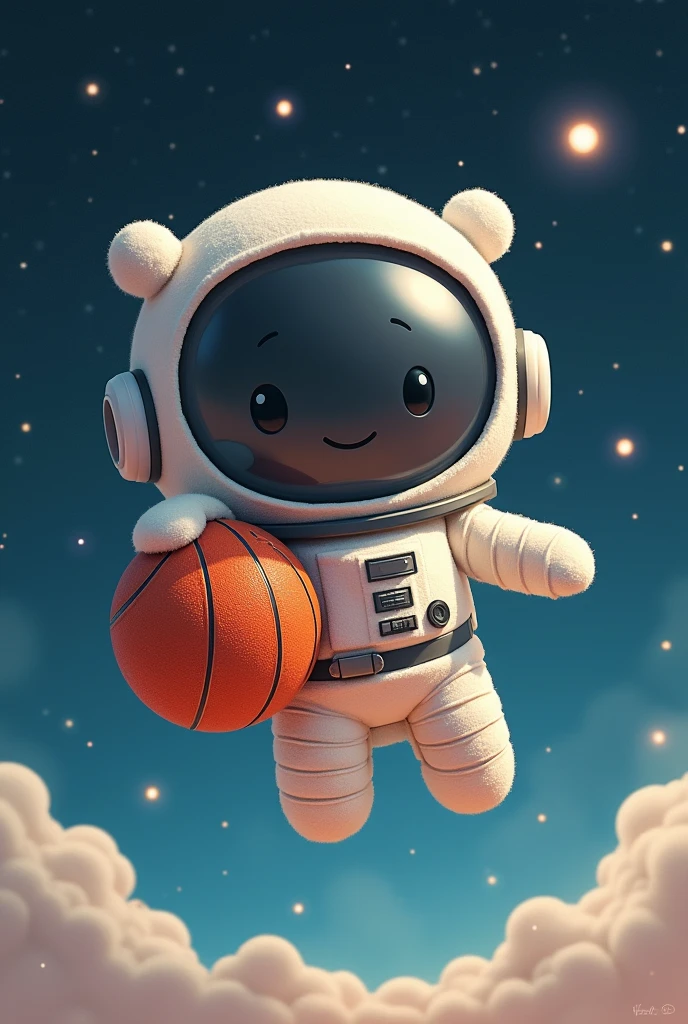 an astronaut with a basketball as the simplest arigurumi