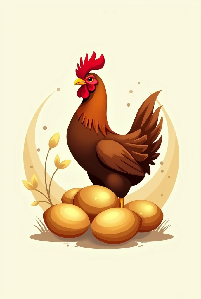 Make a logo of a habesha hen surrounded with golden eggs and name it Enkuyop Poultry Farming