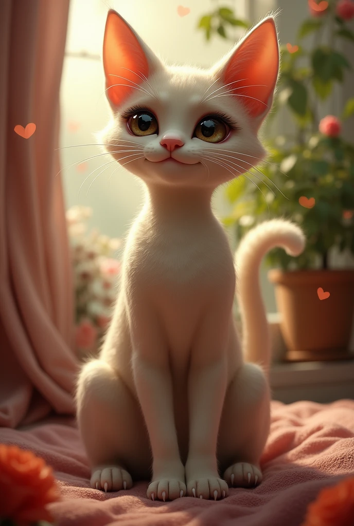 Creating a flirtatious cat with a human appearance