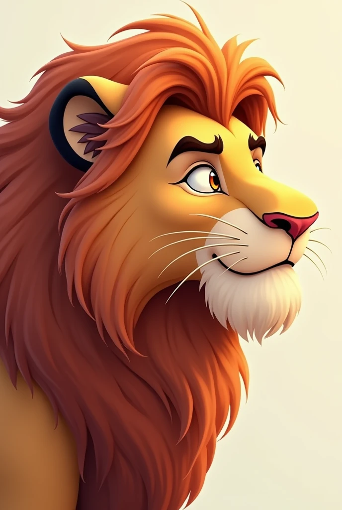 Smooth Quality, Ultra 8k HD, Male lion cartoon , Face only, face looking to side