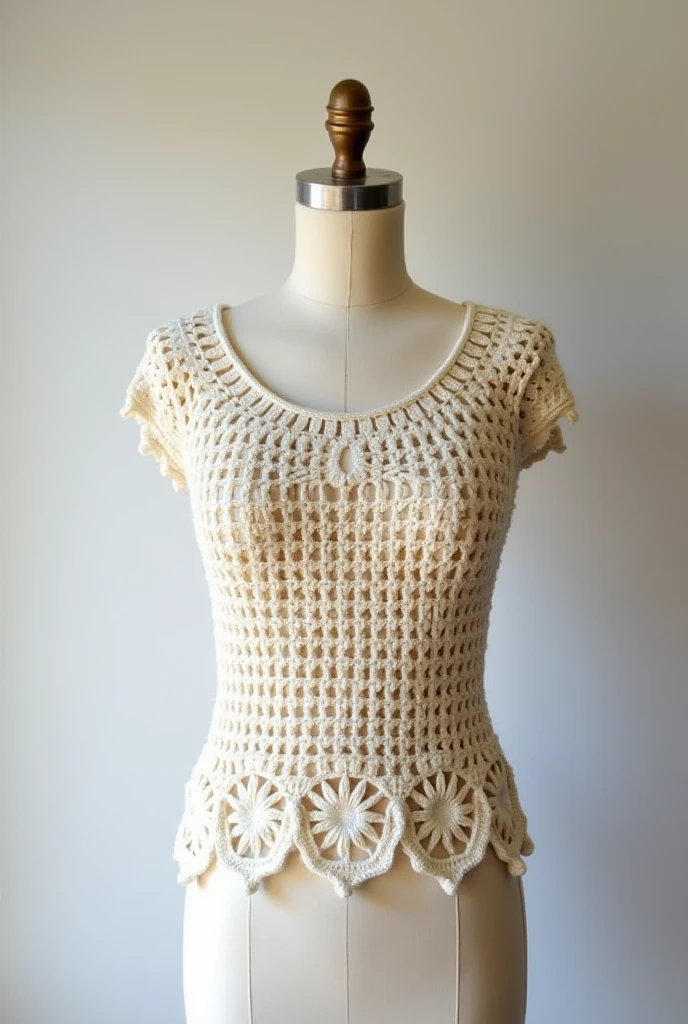 Crochet top inspired by Apollo the Greek god, easy to do and on a mannequin
