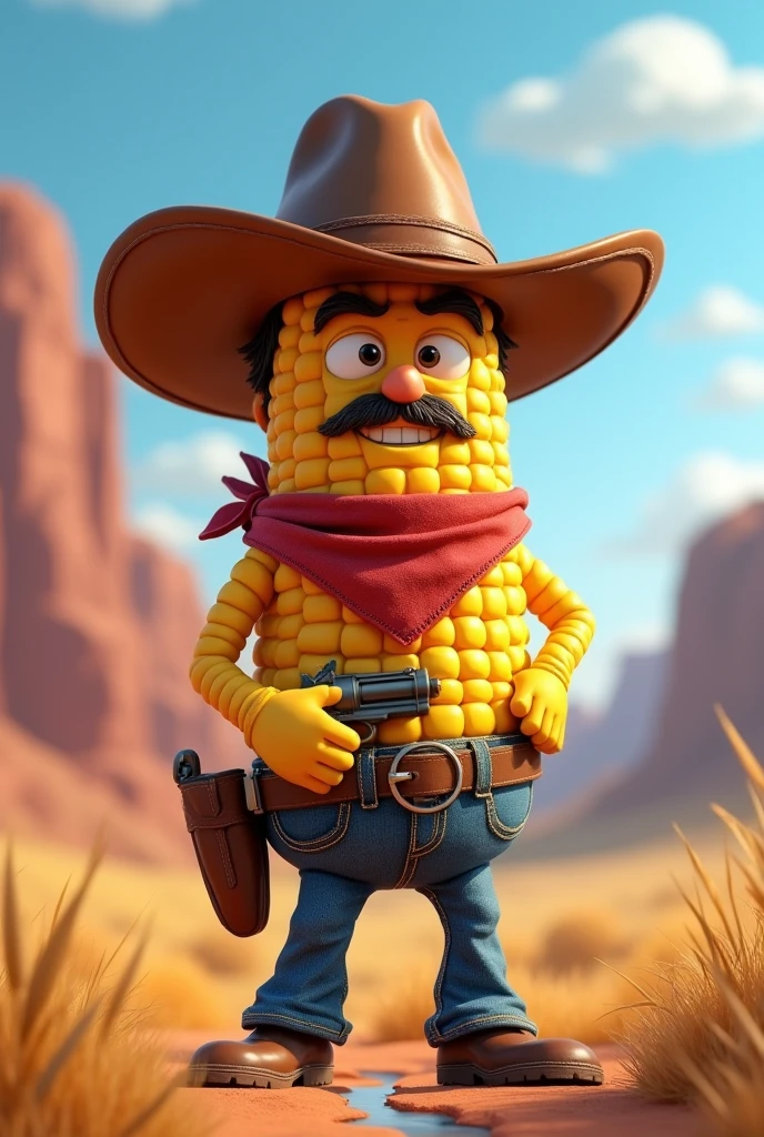 An animated cowboy cob