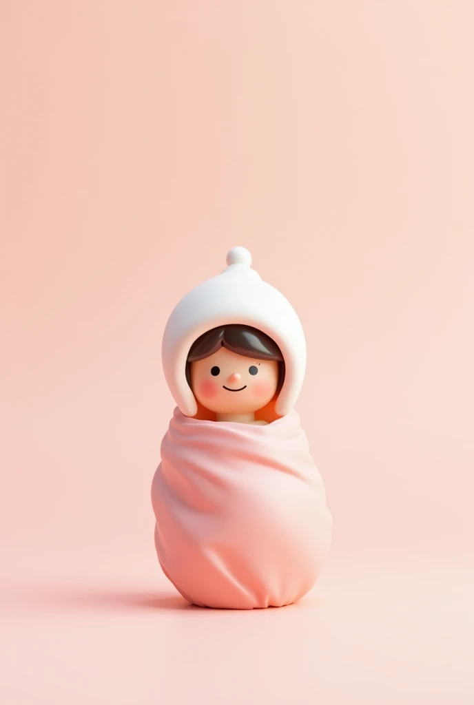 A play mobil toy figure with nothing but a face :) Static baby girl with white hat pink blanket with smiling face in a baby carrier very basic simple design from 1990 without details almost minimalist