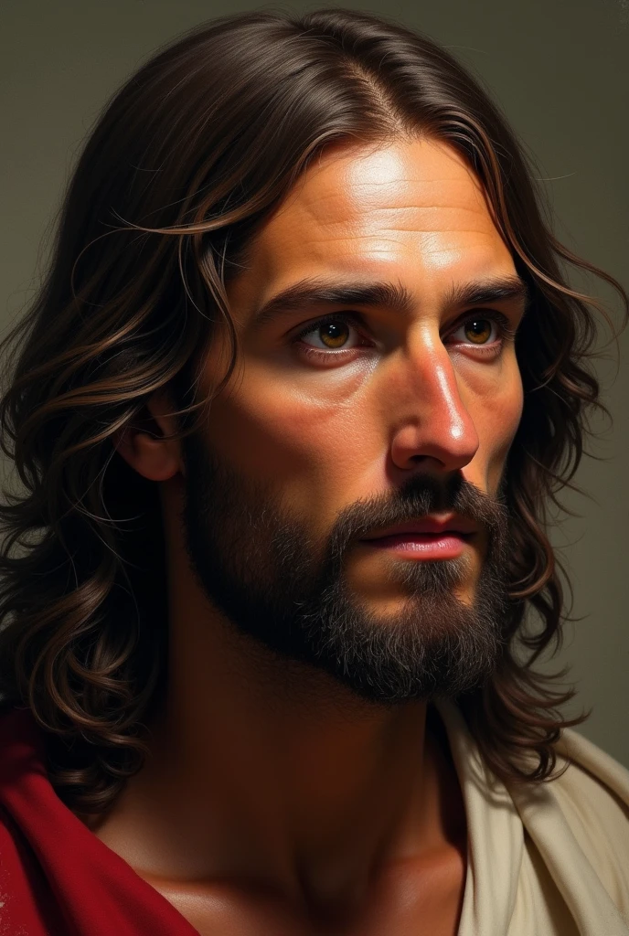 An image of Jesus Christ with his eyes fixed ,Very realistic