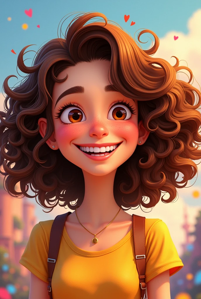 Curly animated brunette

