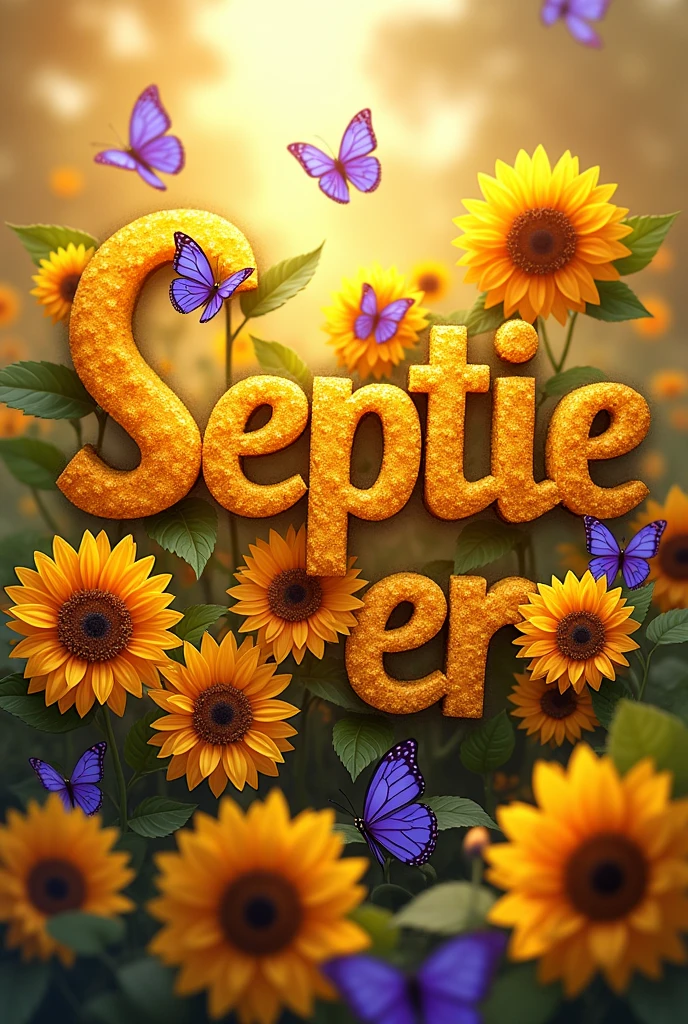 You can create an image of the word "Septiembre"  It is Spanish that has sunflowers in the letters and purple butterflies?, that looks very nice 