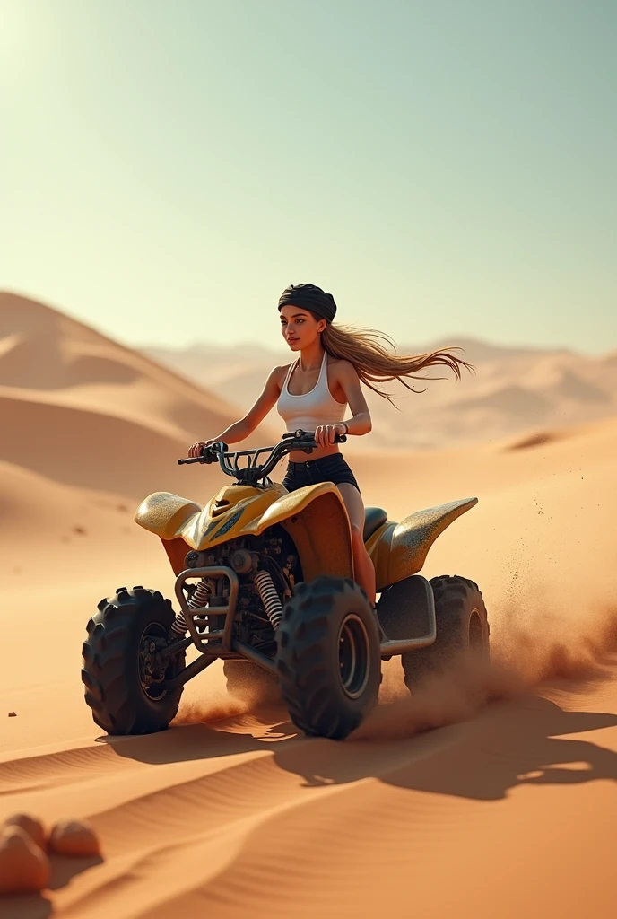 araffe riding a four wheeler in the desert with a lot of dust, full of sand and dust, by Vincent Lefevre, dust and sand in the air, sand storm, by Matthias Weischer, by Daniel Seghers, desert photography, no words 4 k, blowing sands, ride the wind and waves, by Seb McKinnon, covered in sand