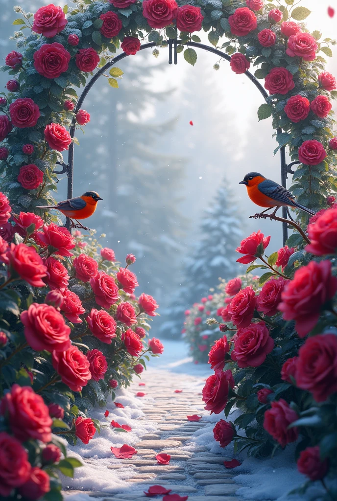 Create a beautiful winter garden of red and purple roses