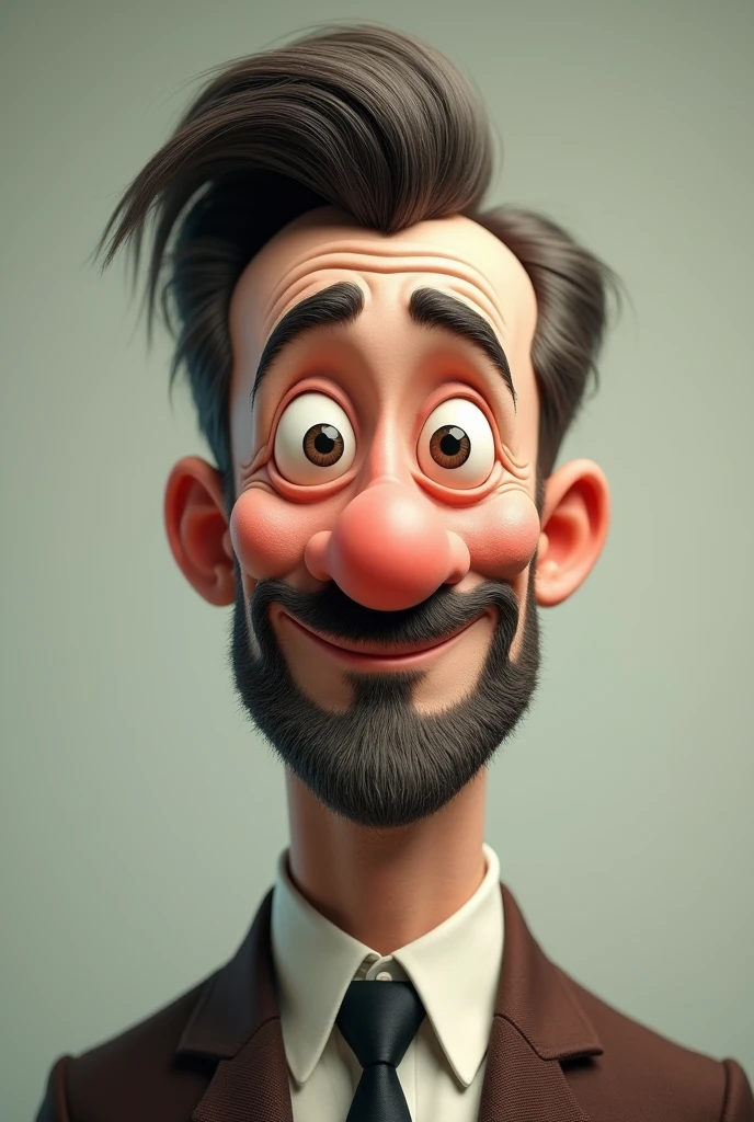 Make a big-nosed man, short beard, hair with quiff.