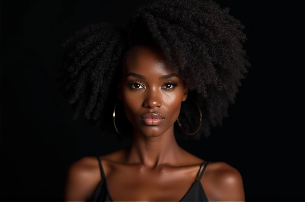 
965 / 5.000
Create a hyper-realistic photo of a (((black woman))) with black hair, shown from the bust up, with her entire upper body fully visible within the frame. Her hair should be extremely voluminous, well-groomed and perfectly styled, emphasizing her fullness and health. Make sure the woman is portrayed with a clear and natural expression. The background should be (((completely black))), such as a studio backdrop or transparent, with no details or distractions, just a smooth white surface. Use soft, flattering lighting to highlight the texture and shine of her hair and skin. The photo should be ultra-photorealistic, crystal clear, 8K UHD, with fine detail and a high-quality polished finish. Make sure the entire image is sharp and in focus, with no blur or softness. Use the lens wide open for maximum sharpness and ensure that every detail in the image is perfectly clear and in focus.