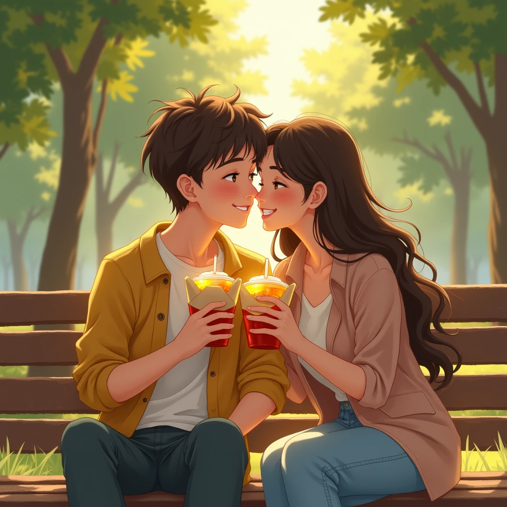 a girl with her bf enjoying a paperboat juice