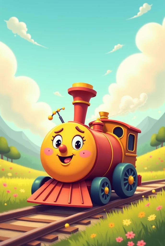 A cute cartoon train character
