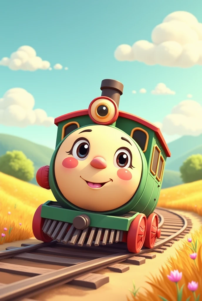 A cute cartoon train character