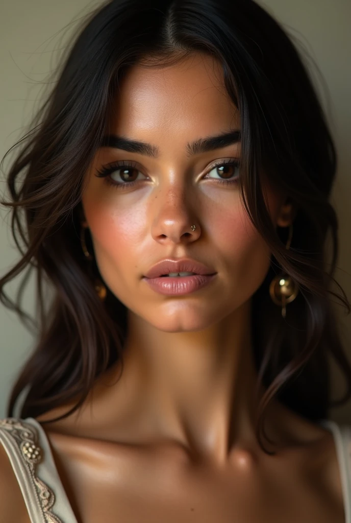 photo très réaliste, young female, Egyptian, very pretty, some minor flaws, attractive