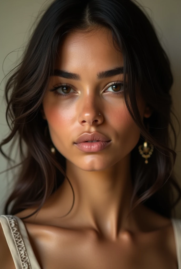 photo très réaliste, young female, Egyptian, very pretty, some minor flaws, attractive