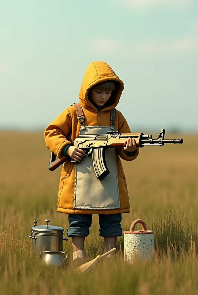 Tarvuz gold AK 47 is playing house in the big field