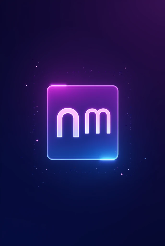 Square logo in purple and blue with the word nm