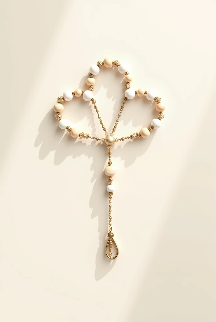 Logo with shades of beige and white for a store selling handmade Marian rosaries