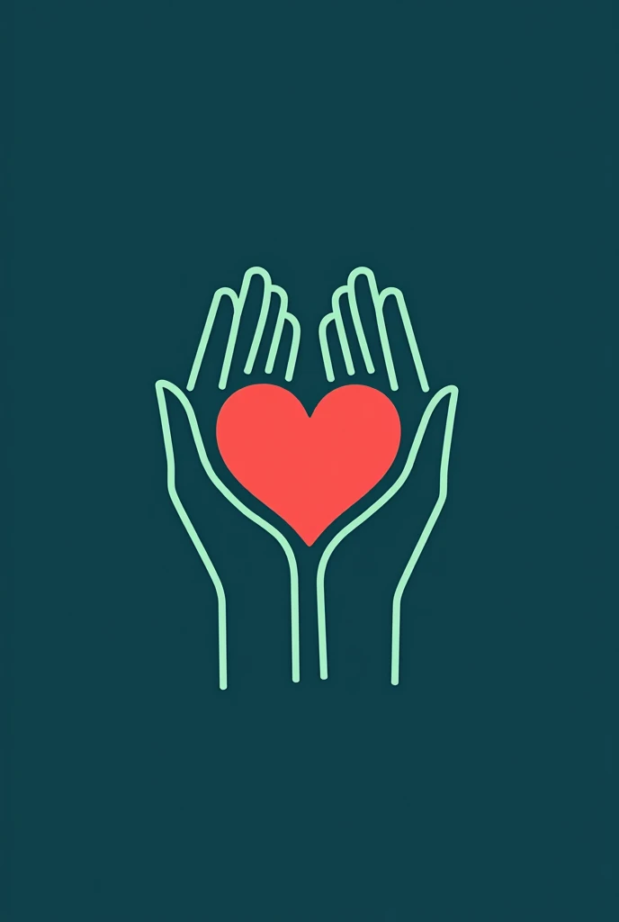 A logo for an organization titled "The Heart of Dhaka." The logo will contain two hands, one at the top and one at the bottom, holding a heart shape attached to the index fingers by a string. The heart will have the map of Dhaka like the shape of dhaka in the map of bangladesh in the middle. The background color will have the code #13265C . The hands will not be 3d. they will be drawn with one line which will also be continuous with the heart in the middle. The line making up the hands will have the color code #BDDBD0 . The heart will have the color code #F42A41 and the Dhaka map in the middle will be in the color of code #006A4E