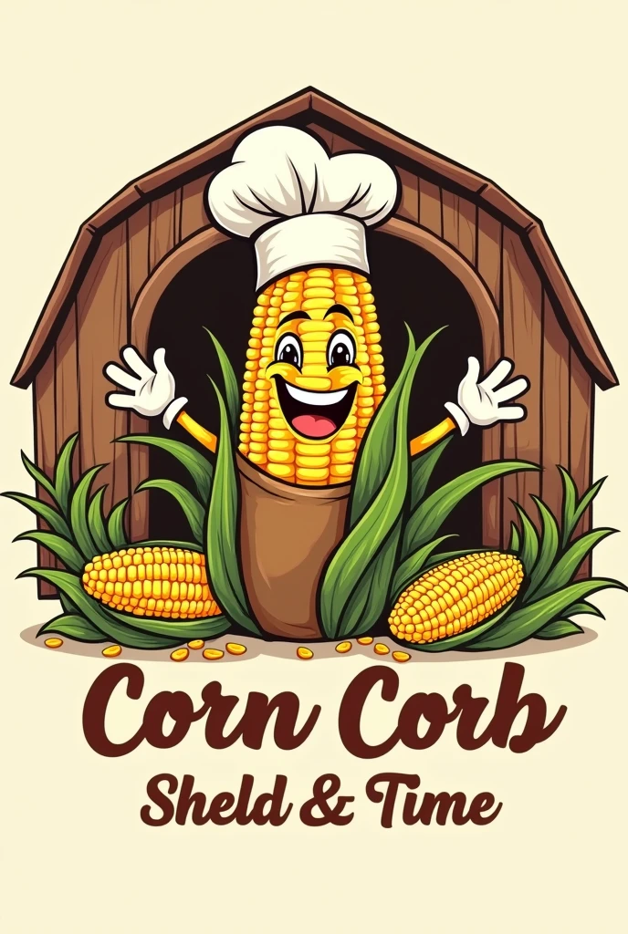 Logo for a corn cob shelling restaurant