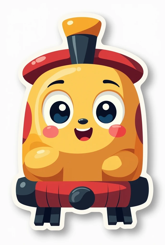 A sticker of a cute cartoon train character, flat design
