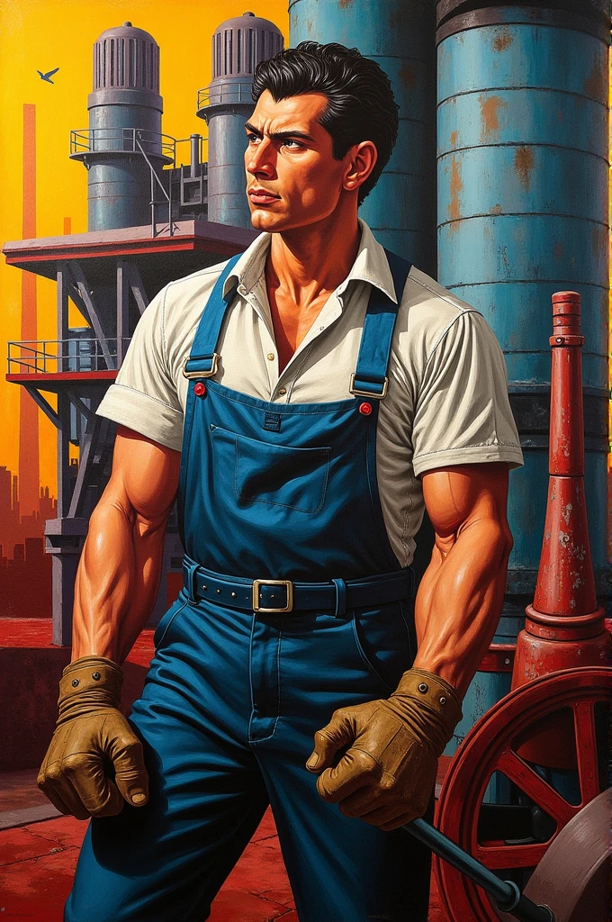 A painting in the style of Siqueiros