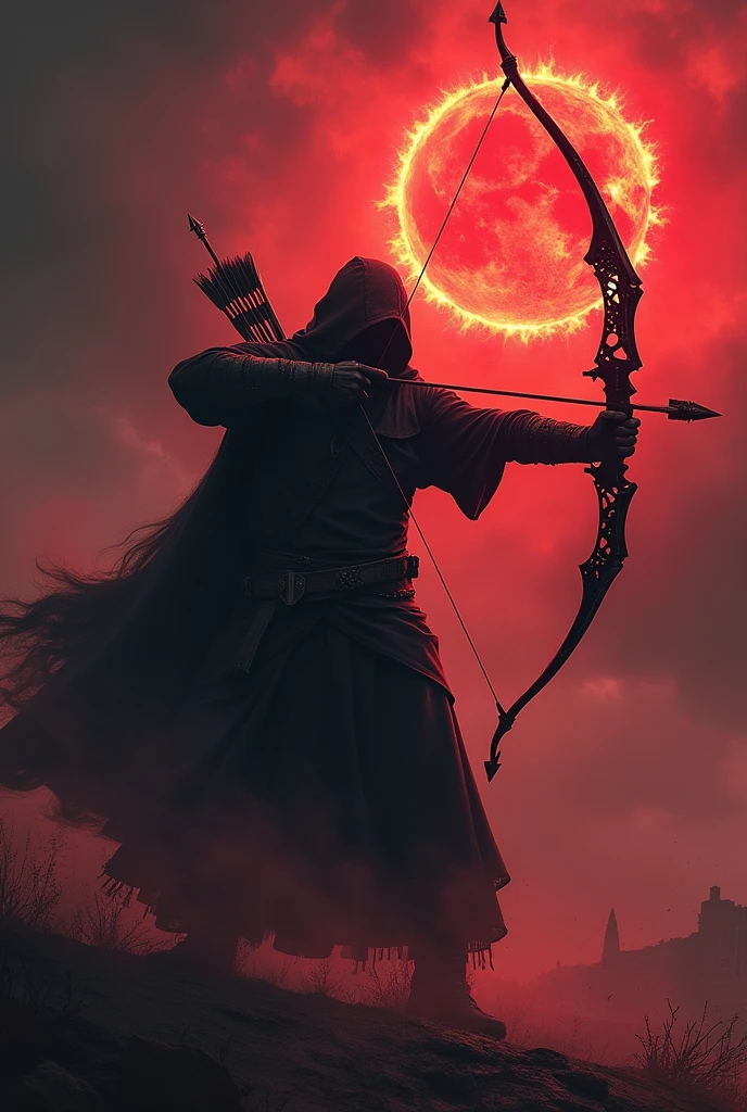 Blood red bow and arrow