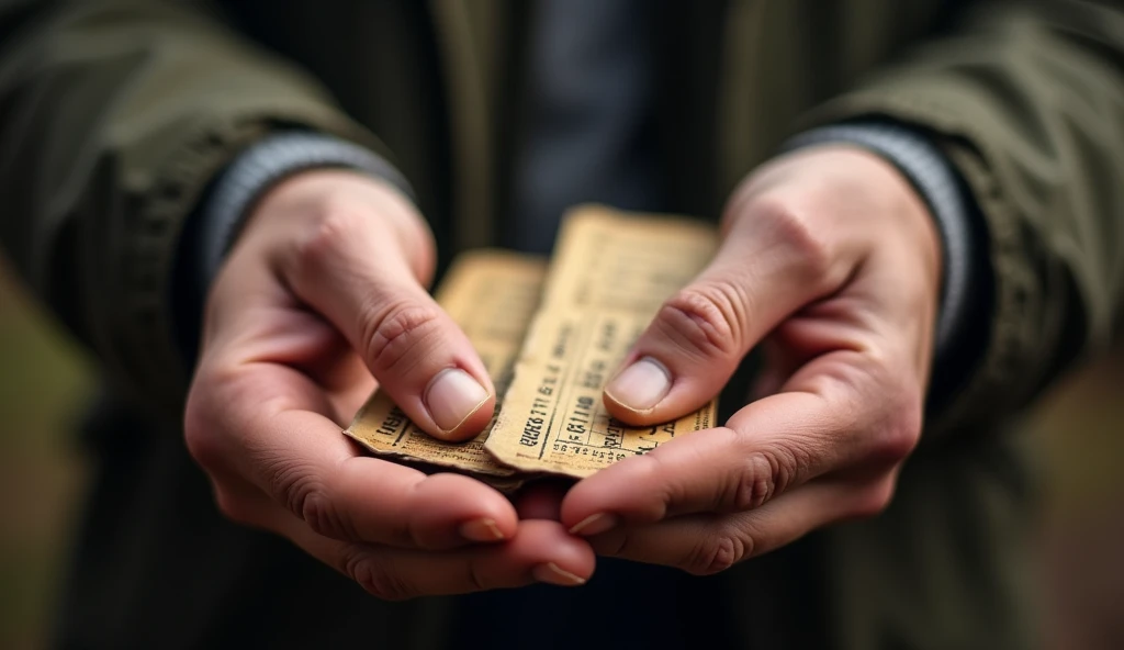 Train tickets in a man's hand