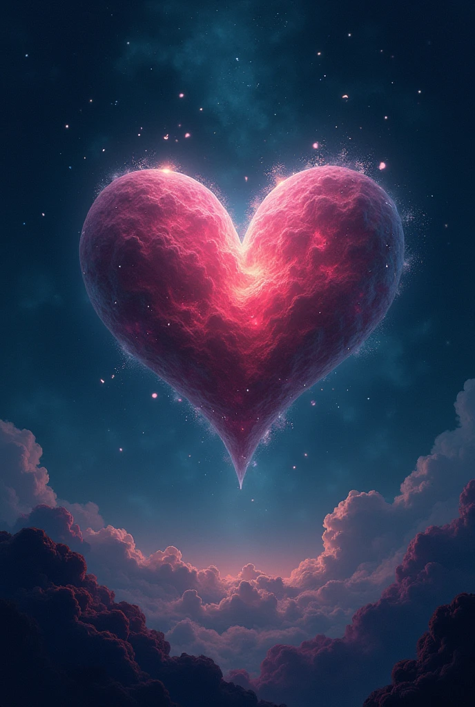 Dark space with a heart-shaped planet and under the planet songs 4:1