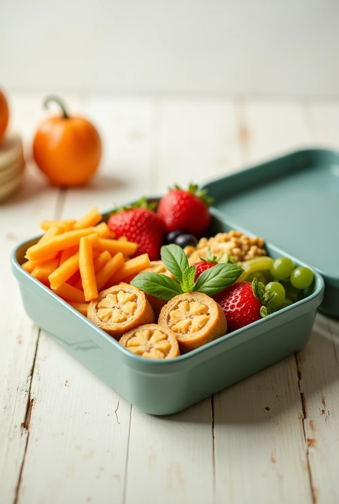 Imagine a picture of lunch box filled half