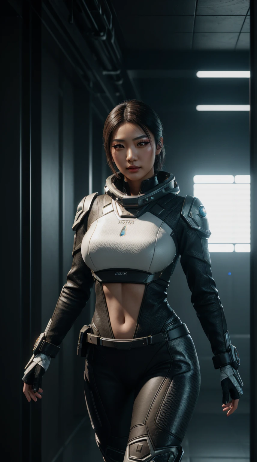 ((best qualityer)), ((work of art)), (detailded:1.4), 3d, an image of a beautiful cyberpunk asian woman,HDR (high-range dynamics),ray tracing,nvidia RTX,Super-resolution,Irreal 5,underground dispersal,PBR texturing,Post-processing,Anisotropic filtering,Depth of field,Maximum clarity and sharpness,Multilayer textures,Albedo and Specular Maps,Surface shading,Accurate simulation of light-material interaction,perfect proportions,octane rendering,two tone lighting,large aperture,Low ISO,White balance,rule of thirds,8K CRU,