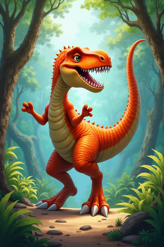 A dancing dinosaur 
