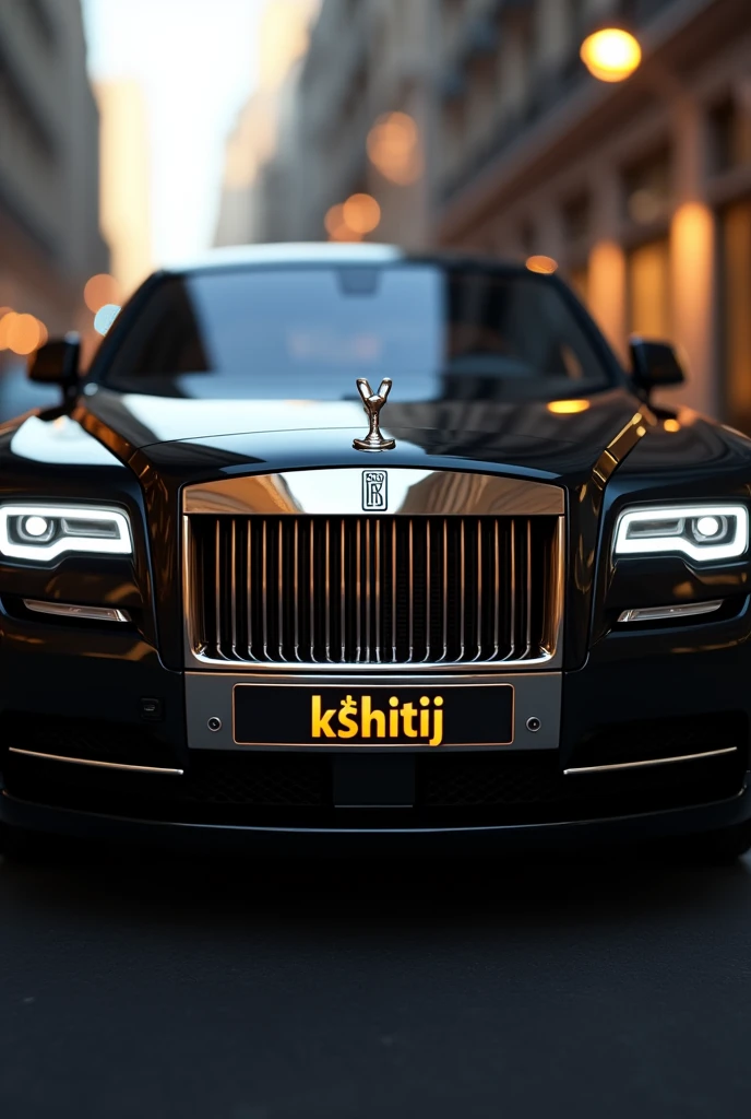 ||||• K$HITIJ •|||| in golden WRITTEN ON NUMBER PLATE OF ROLLS ROYCE IN BALCK COMBO