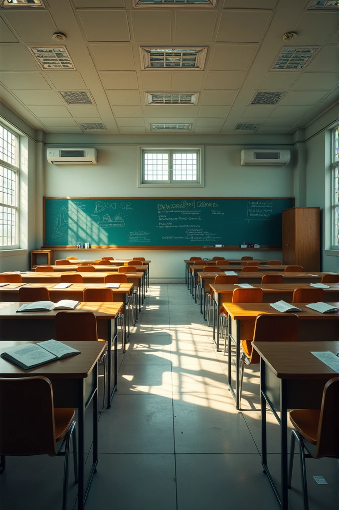A classroom without people