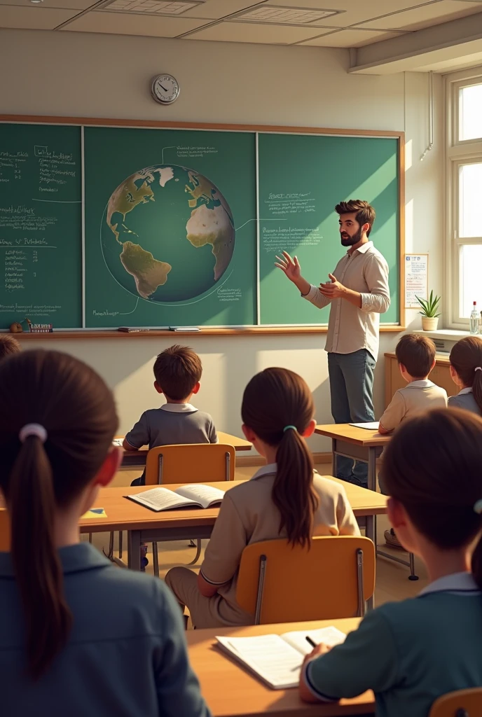 Viñeta 1:
Scene in a classroom.
teacher: "Today we are going to explore the internal structure of the Earth. We will understand its main layers: Crust, cloak, outer core and inner core!"
The students, sitting at their desks, They pay attention with curiosity.
