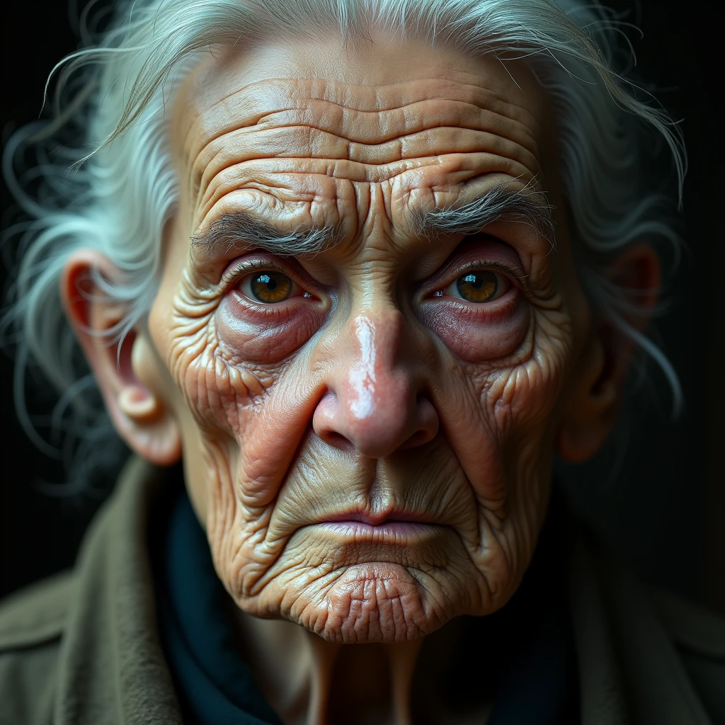 surrealistic art of the face of an old russian woman, with a hole in her face where you can see an angry donald trump inside, ultra realistic, 4k