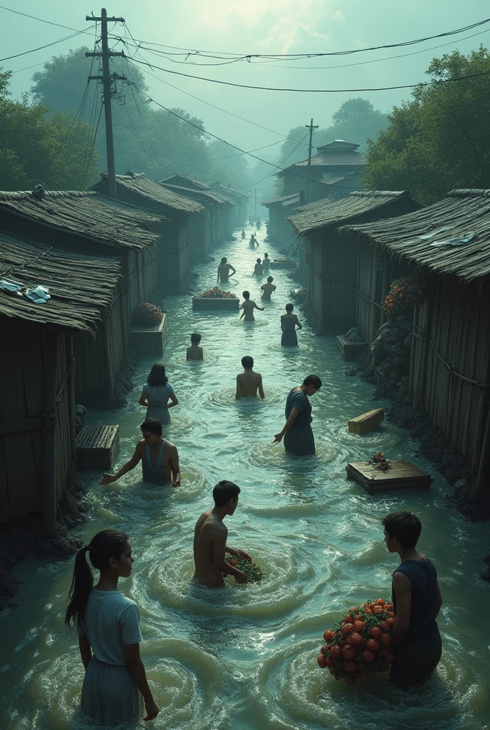 the flooding Village people are flooded