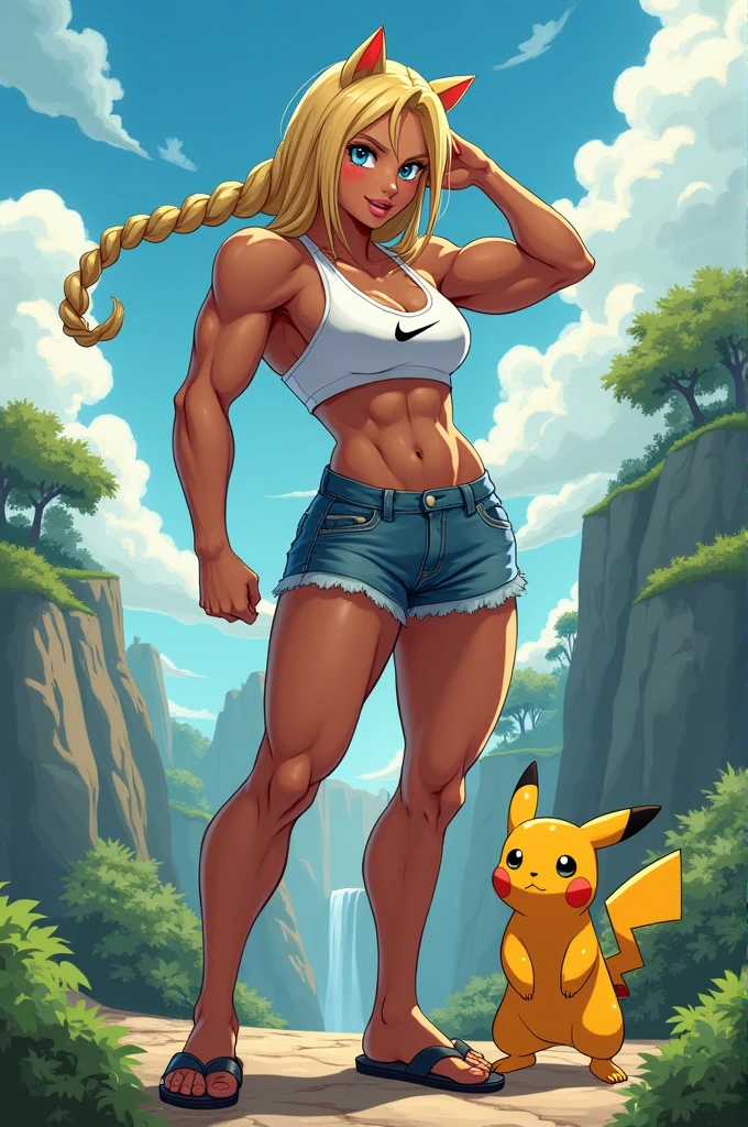 masterpiece,  best quality ,  beautiful 25-year-old woman ,  long hair , (mature face:1.4), [1mulher, Alone, crop top, shorts dolphin branco,  choker, (from behind:1.4), in this aprumada,  thick thighs ,  thin waist , (graffiti:1.5),  de Cammy White, arms against the wall ,  Looking at the viewer, clamp, thigh brace ,   head tilt, bored,  aqua eyes 