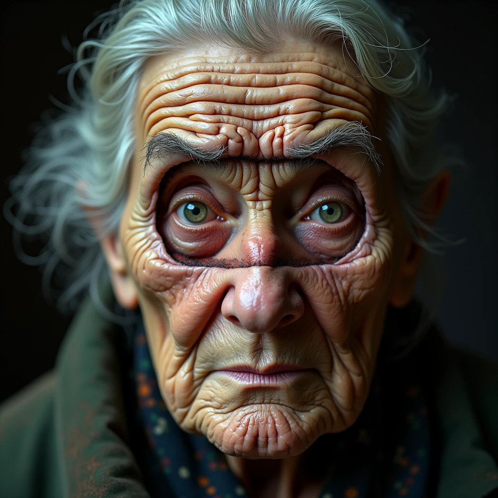 surrealistic art of the face of an old russian woman, with a hole in her face where you can see an angry donald trump inside, ultra realistic, 4k
