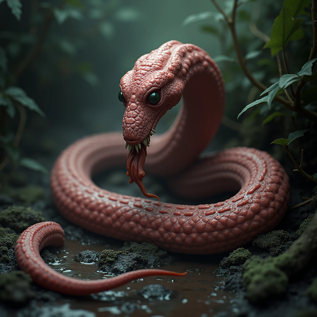 Atretochoana eiselti, snake look alike penis, penis snake, realistic, ugly