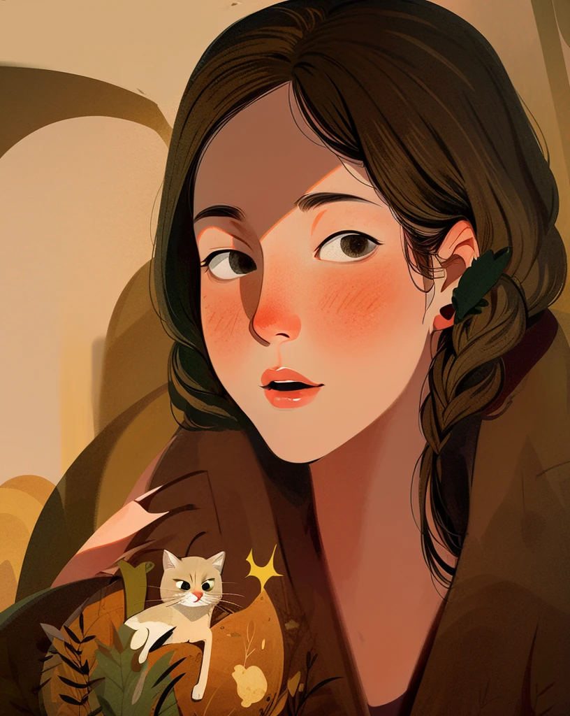 20 years old female, potrait, Illustration by Jon Klassen
