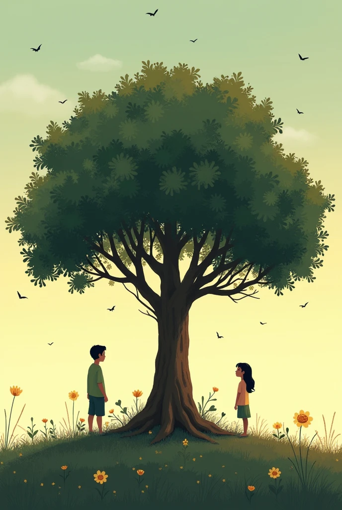 Make a comic book whose main story is and make the images Bento received a tree seedling from his grandmother Terezinha, After 2 days his grandmother passed away and the seedling became the most precious possession he had from his grandmother., he planted and cared for the tree as if it were a pet, wet, talked, watered it and so on Until one day he had a son and taught him the story of the tree and it was passed down from generation to generation until one day he felt severe chest pain and ended up passing away and was buried under the tree that he had always cared for with great affection., and his son Gustavo followed the legacy that had been created by his father