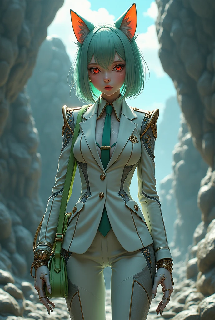 dressed in a suit with cat ears and a green handbag, (beautiful dolphin:1.4) , аниме девушка cosplay, Anime cosplay,(cyborg white plastic transparent mechanical :1.4), perfect android girl, Decora inspired, perfect family for android girls, Rena, noun style 3/4, (Хацунэ Мику cosplay:1.4) , cosplayer,(background big stones cave cave :1.4), kawaii decorara radugakor, cosplay, Anime girl in real life, Oljan, ,(Destroyed dungeon background:1.4 ), an epic fantasy-арт style hd, 4k fantasy art, an epic fantasy, Digital art style, an epic fantasy-арт style, fantasy woman, an epic fantasy-арт portrait, Epic fantasy style, hyperrealistic fantasy art, HD fantasy art, epic fantasy character art, an epic fantasy-арт, in the style of dark fantasy art, an epic fantasy, Digital art, (detailed ideal anatomy :v2.1),( Cowboy pose :1.4), (detailed face :1.4), (cinematic lighting :1.4), (bright colors), (absolutely naked :1.8)