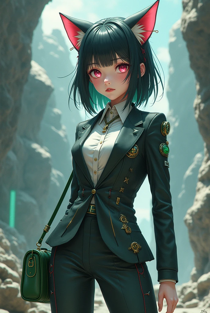 dressed in a suit with cat ears and a green handbag, (beautiful dolphin:1.4) , аниме девушка cosplay, Anime cosplay,(cyborg white plastic transparent mechanical :1.4), perfect android girl, Decora inspired, perfect family for android girls, Rena, noun style 3/4, (Хацунэ Мику cosplay:1.4) , cosplayer,(background big stones cave cave :1.4), kawaii decorara radugakor, cosplay, Anime girl in real life, Oljan, ,(Destroyed dungeon background:1.4 ), an epic fantasy-арт style hd, 4k fantasy art, an epic fantasy, Digital art style, an epic fantasy-арт style, fantasy woman, an epic fantasy-арт portrait, Epic fantasy style, hyperrealistic fantasy art, HD fantasy art, epic fantasy character art, an epic fantasy-арт, in the style of dark fantasy art, an epic fantasy, Digital art, (detailed ideal anatomy :v2.1),( Cowboy pose :1.4), (detailed face :1.4), (cinematic lighting :1.4), (bright colors), (absolutely naked :1.8) 