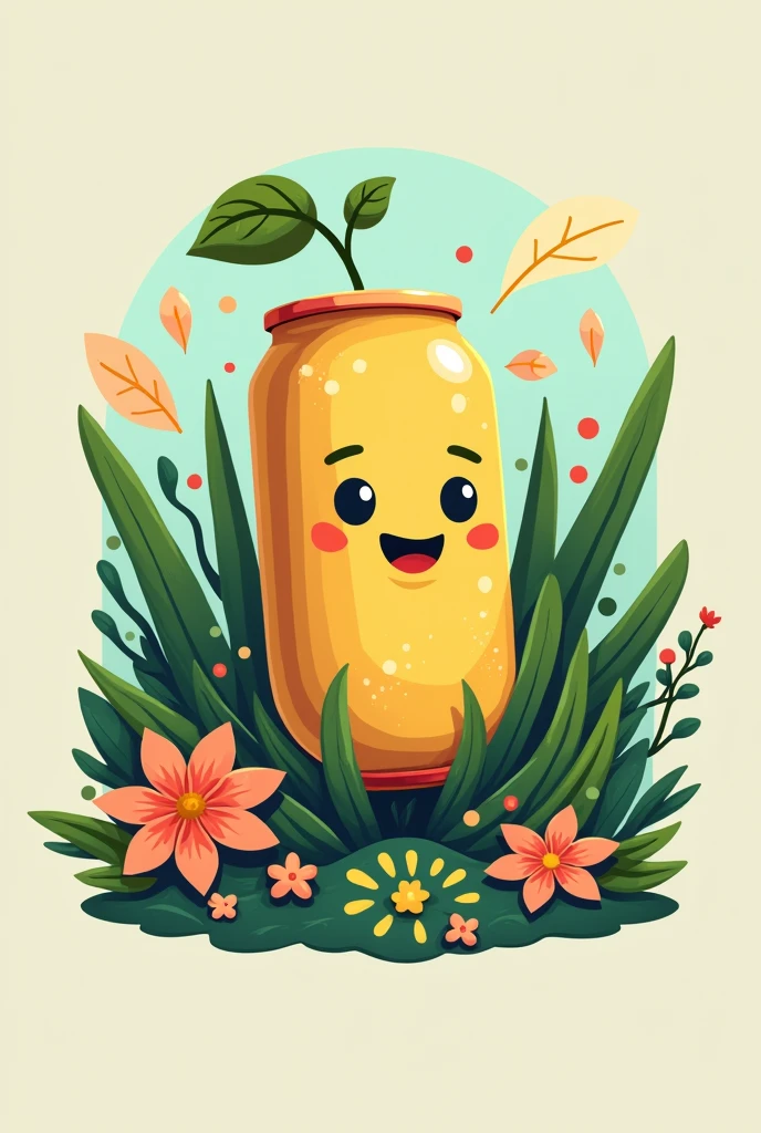 Word "CAN" as an aesthetic logo that represents nature, that is cartoon-like