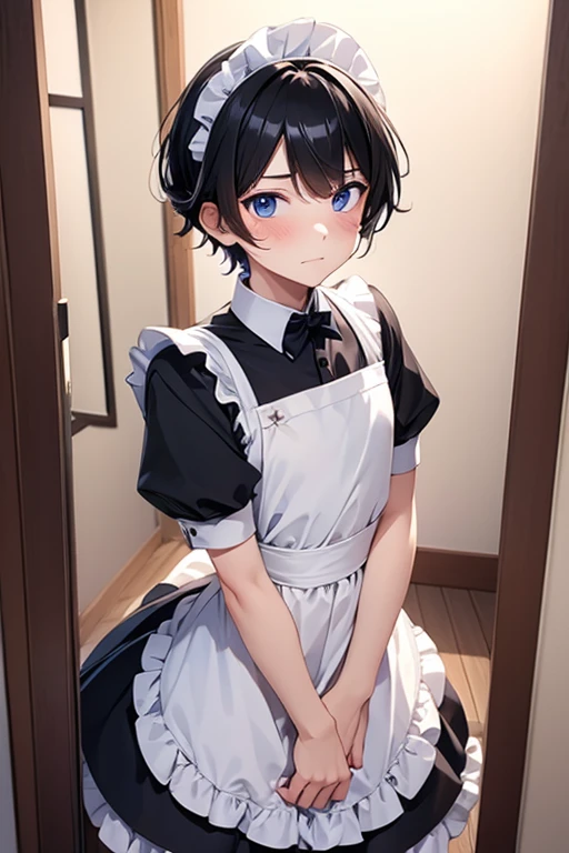 Male, boy, guy, shy, in maid outfit