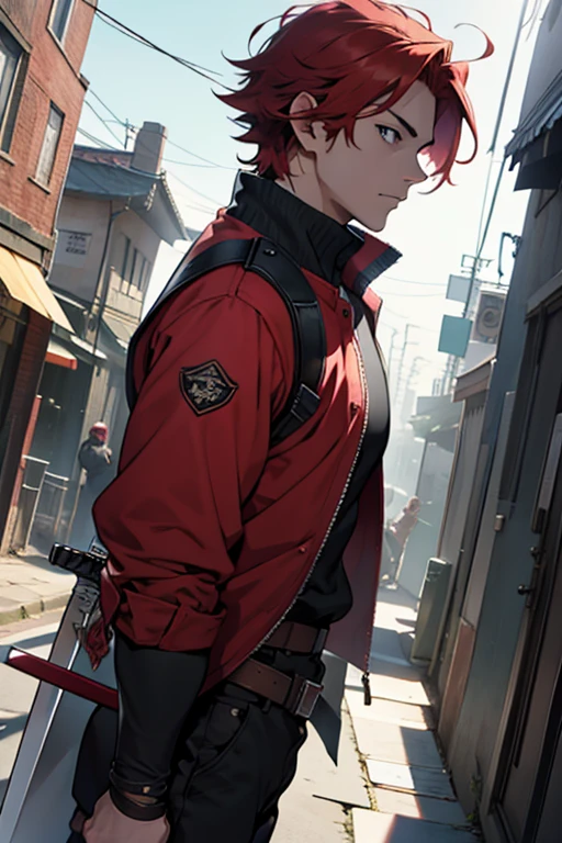 score up_9,score up_8,score up_7,source_anime,retoro,masterpiece,best quality,super fine illustration,super detailed,8k,BREAKmale,18 yo,red hair,sword master,red mantle,holding_sword,cool cool cool,sharp eyes,8k,BREAK perfect hands,perfect body,perfect face,sharp eyes,black eyes,BREAK city,detailed background,beautiful background,