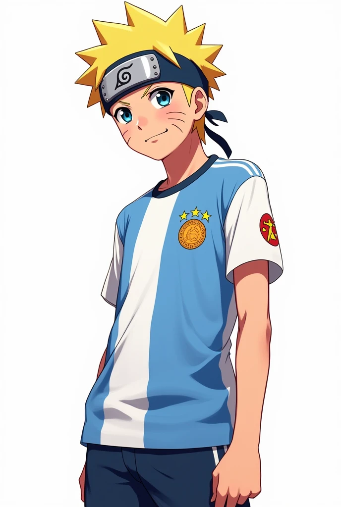 Narruto with a white background and an Argentine t-shirt 
