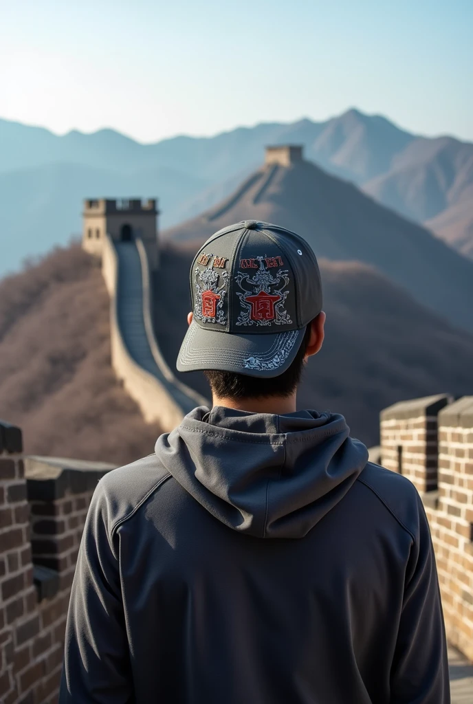 Baseball hat, Great Wall china, front side, embroidered